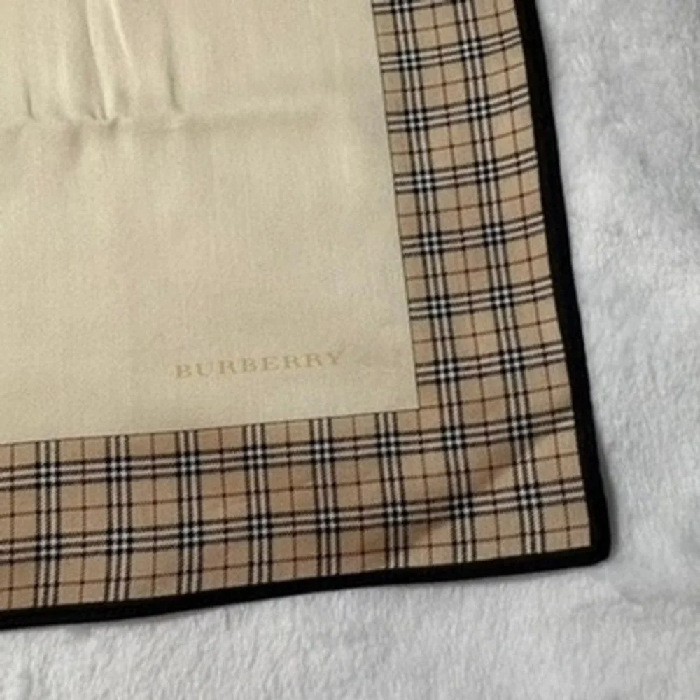 Vtg BURBERRY Scarf Handkerchief Nova Check Plaid Beige 19.5